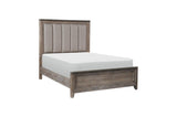 Newell Gray Twotone Contemporary Transitional Solid Wood Fabric Upholstered Panel Bedroom Set - Ella Furniture