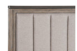 Newell Gray Twotone Contemporary Transitional Solid Wood Fabric Upholstered Panel Bedroom Set - Ella Furniture