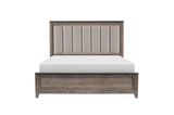 Newell Gray Twotone Contemporary Transitional Solid Wood Fabric Upholstered Panel Bedroom Set - Ella Furniture