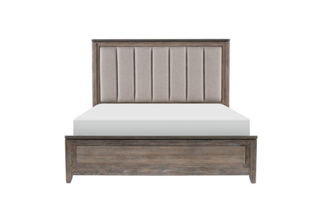 Newell Gray Twotone Contemporary Transitional Solid Wood Fabric Upholstered Panel Bedroom Set - Ella Furniture