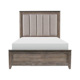 Newell Light Brown Modern Solid Wood Fabric Upholstered Panel Upholstered Queen Bed - Ella Furniture