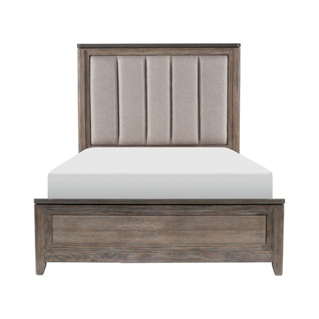 Newell Light Brown Modern Solid Wood Fabric Upholstered Panel Upholstered Queen Bed - Ella Furniture