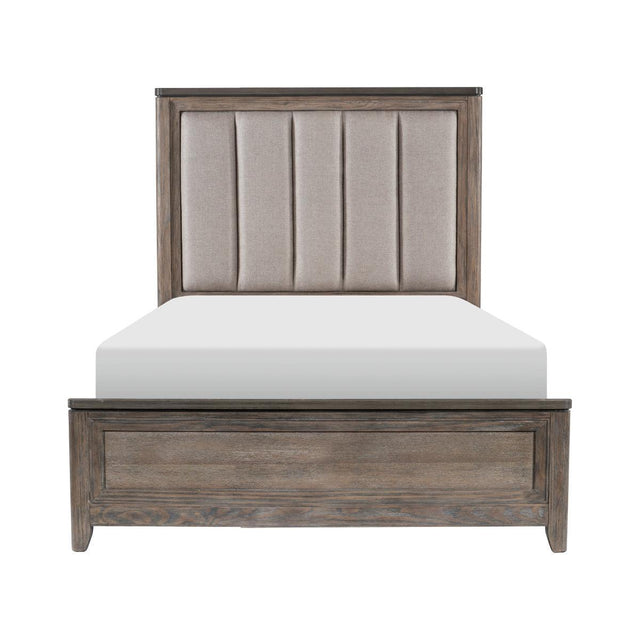 Newell Light Brown Modern Solid Wood Fabric Upholstered Panel Upholstered Queen Bed - Ella Furniture