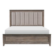 Newell Light Brown Rustic Transitional Oak Veneer Engineered Wood Fabric Upholstered King Bed - Ella Furniture