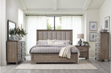 Newell Gray Twotone Contemporary Transitional Solid Wood Fabric Upholstered Panel Bedroom Set - Ella Furniture