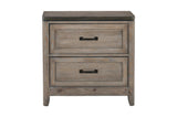 Newell Gray Twotone Contemporary Transitional Solid Wood Fabric Upholstered Panel Bedroom Set - Ella Furniture