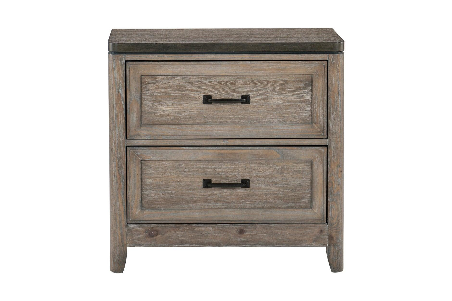 Newell Gray Twotone Contemporary Transitional Solid Wood Fabric Upholstered Panel Bedroom Set - Ella Furniture