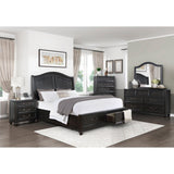 Herman Charcoal Brown Traditional Birch Veneer, Wood And Engineered Wood Upholstered King Bed - Ella Furniture