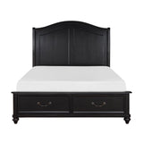 Herman Charcoal Brown Traditional Birch Veneer, Wood And Engineered Wood Upholstered King Bed - Ella Furniture