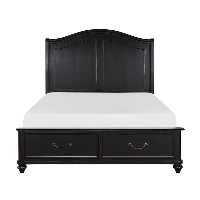 Herman Charcoal Brown Traditional Birch Veneer Wood Engineered Wood Upholstered Queen Bed - Ella Furniture