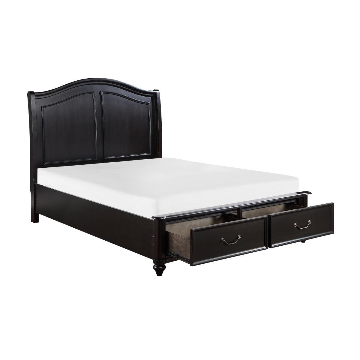 Herman Charcoal Brown Traditional Birch Veneer Wood Engineered Wood Upholstered Queen Bed - Ella Furniture