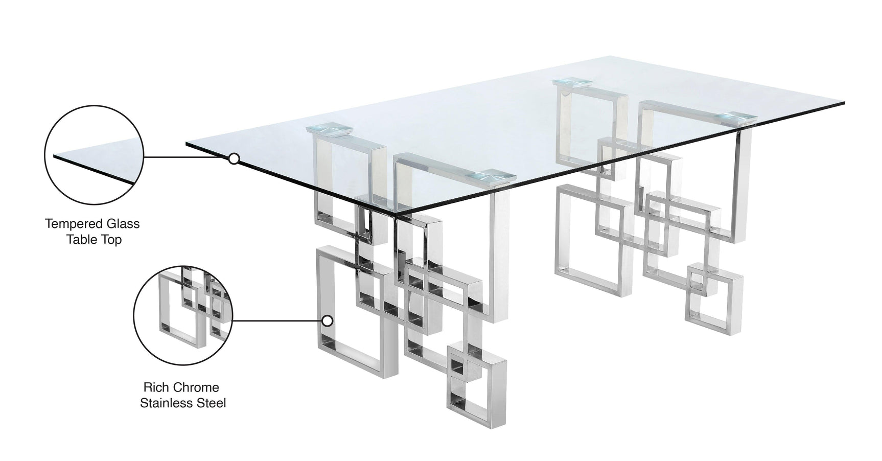 Alexis Silver Chrome Dining Table - Ella Furniture