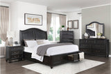 Herman Charcoal Brown Modern Contemporary Traditional Solid Wood Upholstered Bedroom Set - Ella Furniture