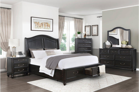 Herman Charcoal Brown Modern Contemporary Traditional Solid Wood Upholstered Bedroom Set - Ella Furniture