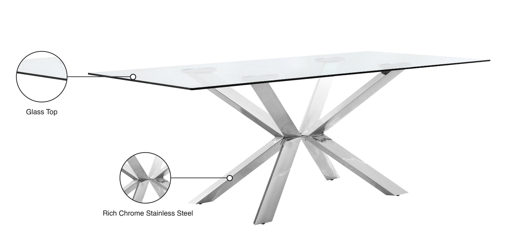 Juno Silver Chrome Dining Table - Ella Furniture