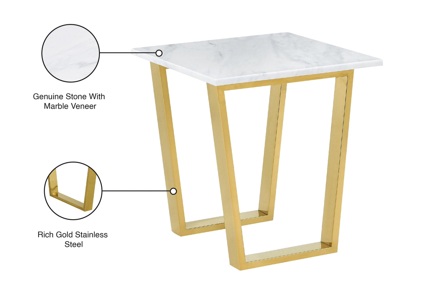 Cameron Gold Gold End Table - Ella Furniture