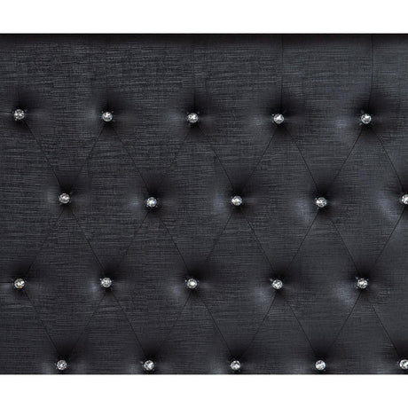 Aveline Black Faux Alligator Wood And Engineered Wood Faux Leather Upholstered Headboard King Bed - Ella Furniture