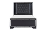 Aveline Black Contemporary Solid Wood Faux Leather LED Upholstered Tufted Panel Bedroom Set - Ella Furniture
