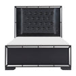 Aveline Black Faux Alligator Wood And Engineered Wood Faux Leather Upholstered Headboard King Bed - Ella Furniture