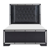 Aveline Black Faux Alligator Wood And Engineered Wood Faux Leather Upholstered Headboard King Bed - Ella Furniture