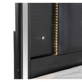 Aveline Black Faux Alligator Wood And Engineered Wood Faux Leather Upholstered Headboard King Bed - Ella Furniture