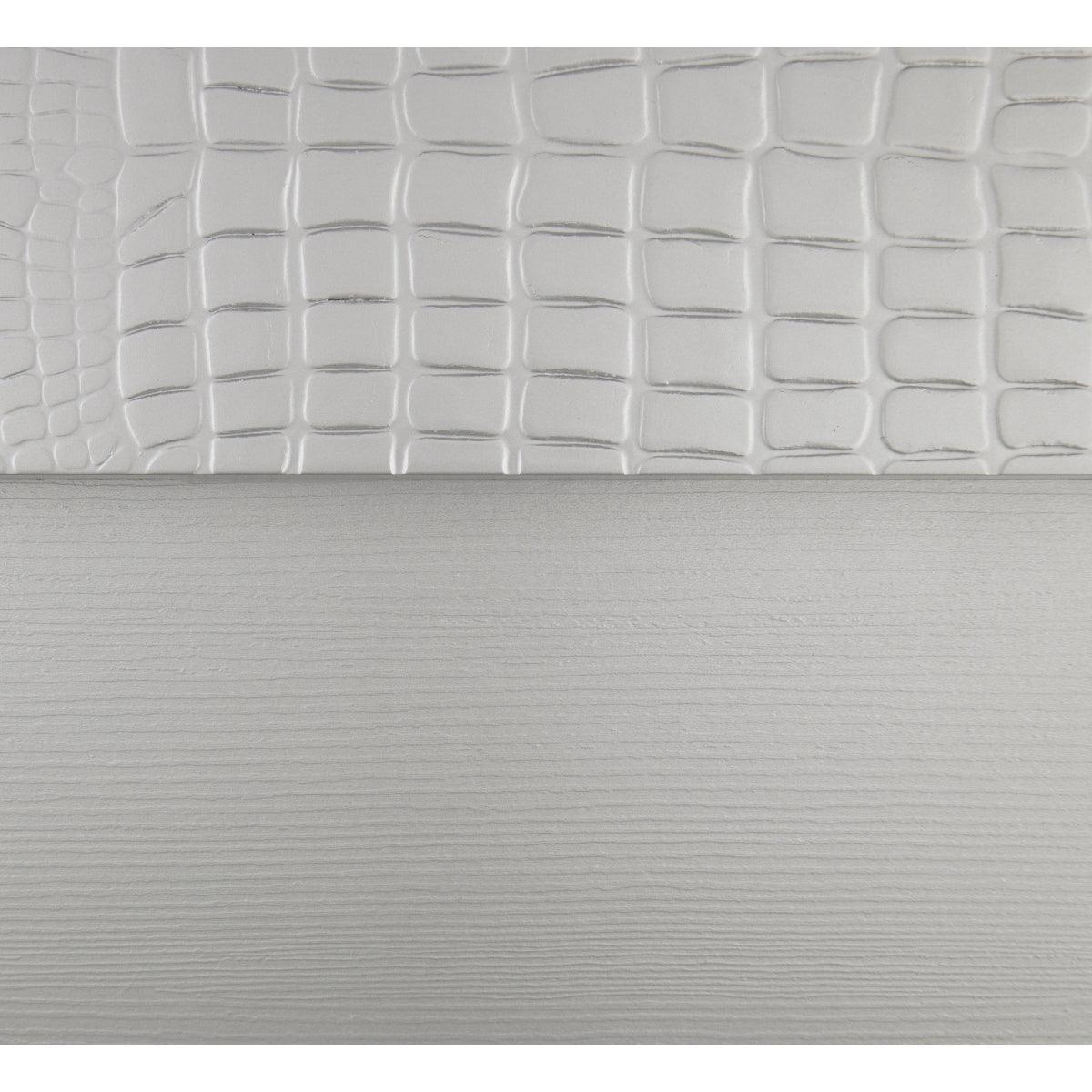 Aveline Silver Embossed Wood Engineered Wood Faux Leather Upholstered Tufted LED Queen Panel Bed - Ella Furniture