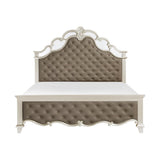 Ever Champagne Traditional Wood And Engineered Wood Faux Leather Upholstered Tufted Queen Panel Bed - Ella Furniture
