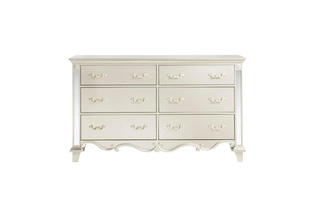 Ever Champagne Modern Contemporary Solid Wood Faux Leather Upholstered Tufted Sleigh Bedroom Set - Ella Furniture