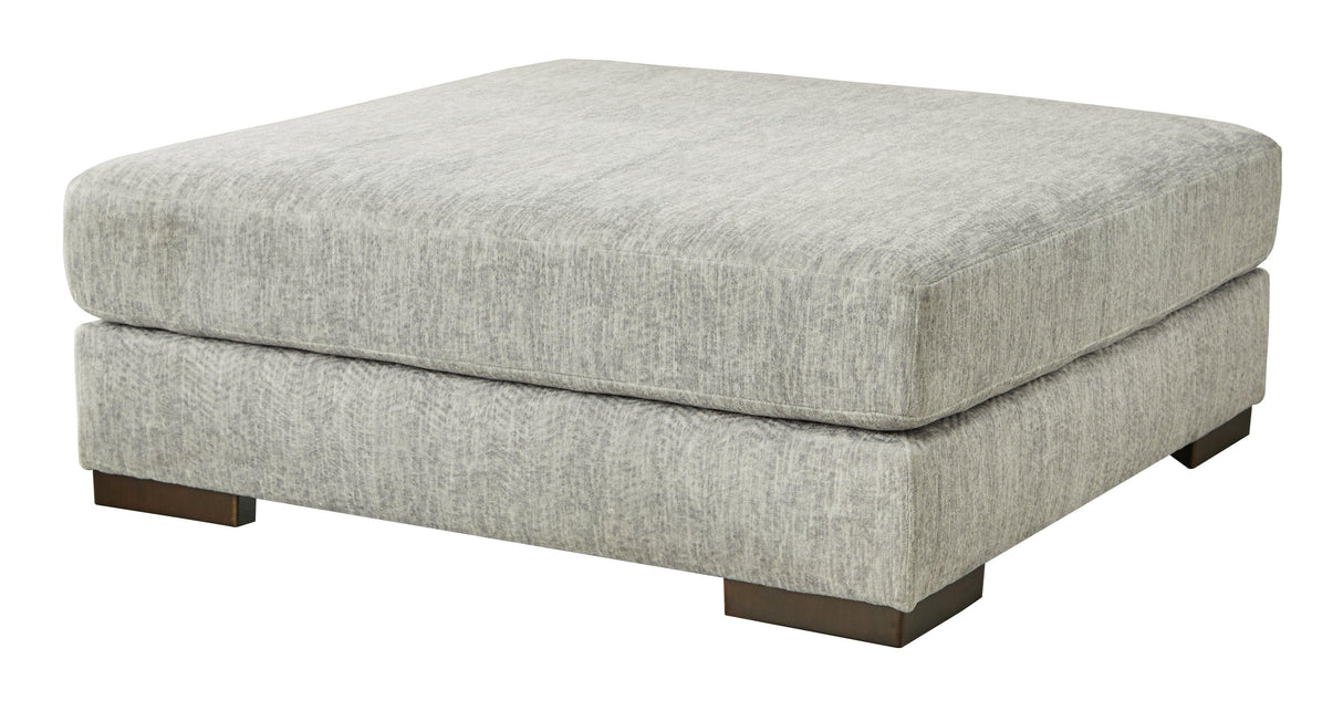 Regent Park Pewter Chenille Oversized Accent Ottoman - Ella Furniture