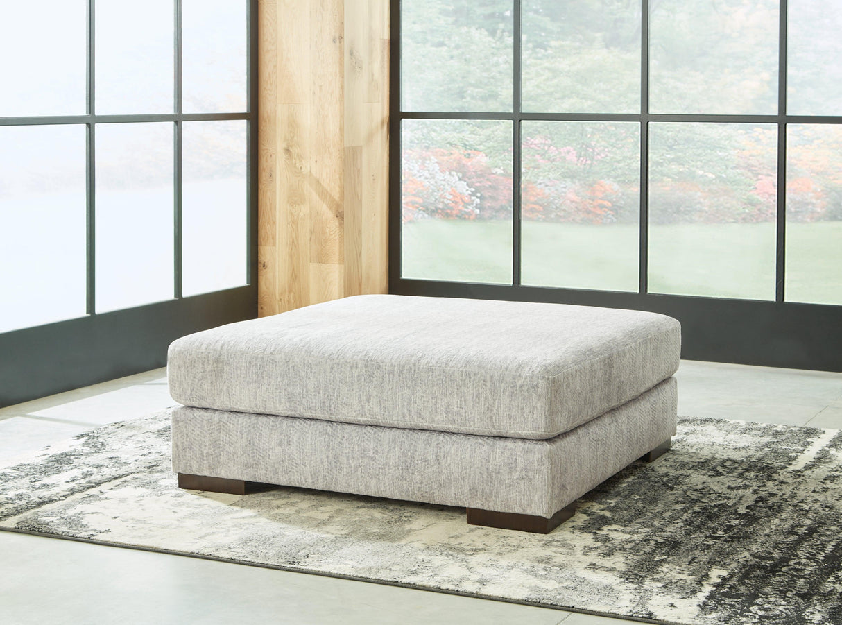 Regent Park Pewter Chenille Oversized Accent Ottoman - Ella Furniture