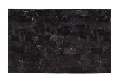Tempe Black Solid Wood Faux Leather Upholstered Seat Faux Marble Top Rectangular Dining Room Set - Ella Furniture