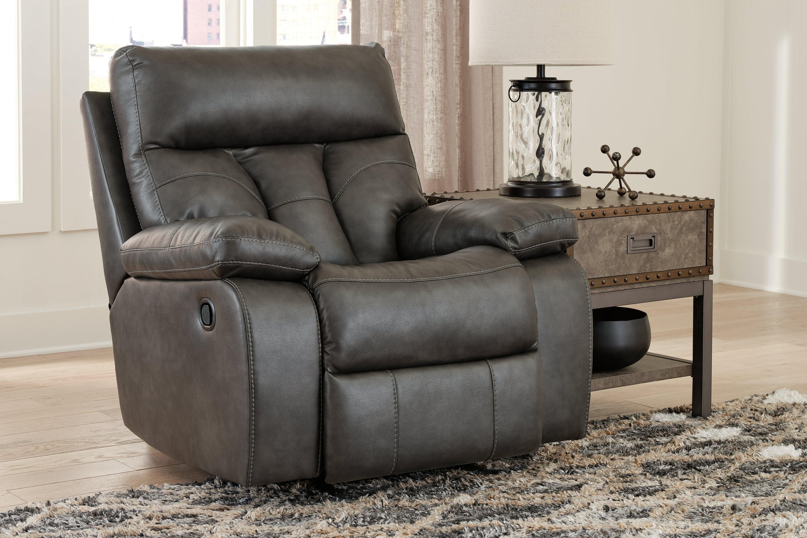 Willamen Quarry Faux Leather Recliner - Ella Furniture