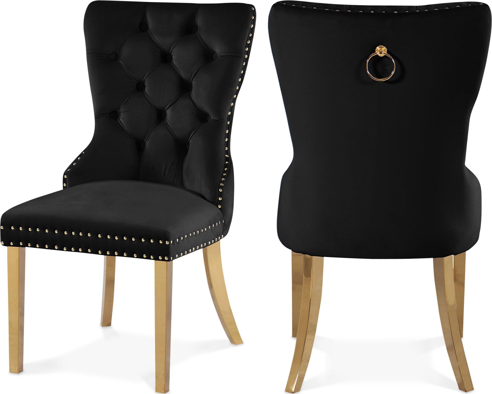 Carmen Black Velvet Dining Chair 812Black-c - Ella Furniture