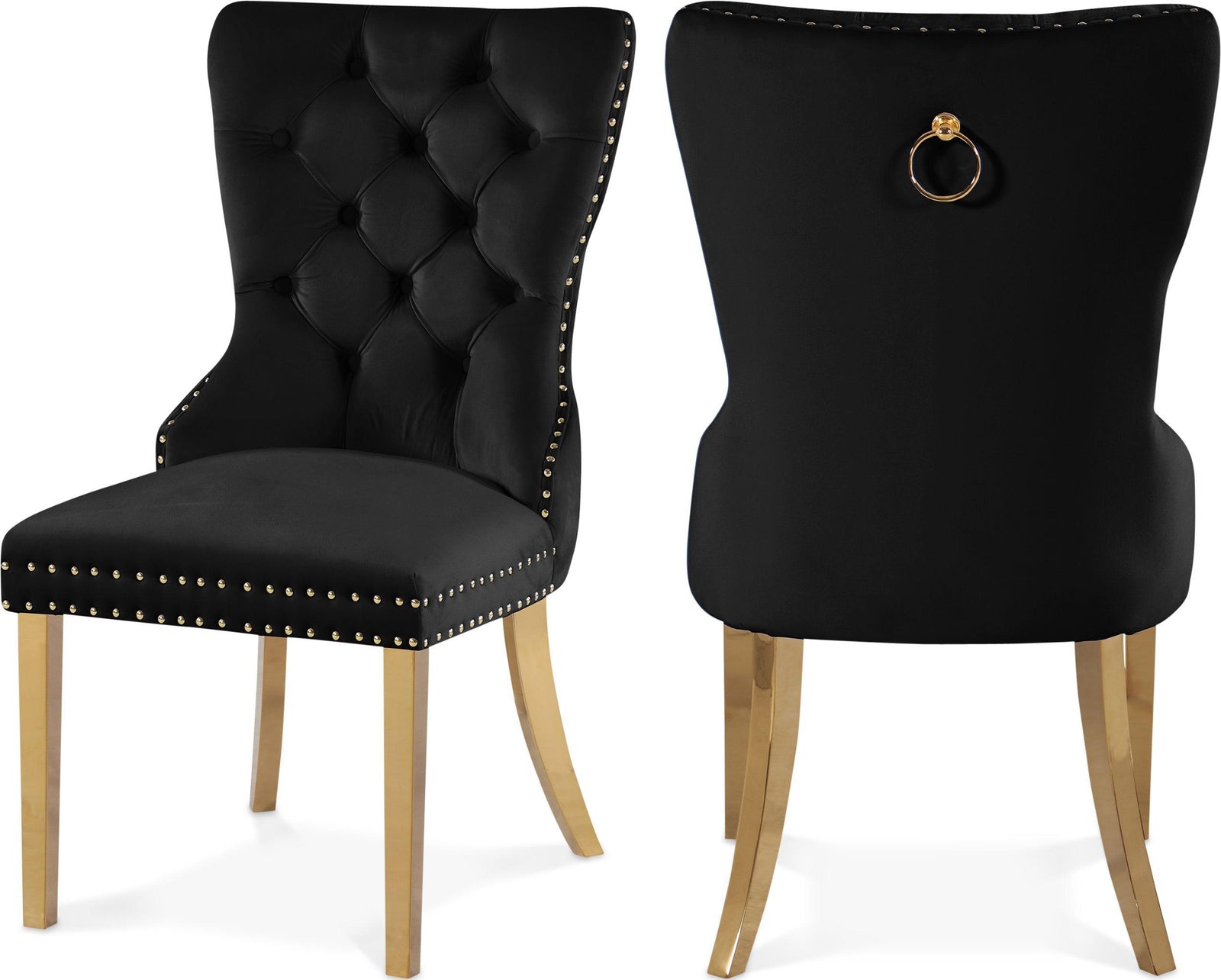 Carmen Black Velvet Dining Chair 812Black-c - Ella Furniture