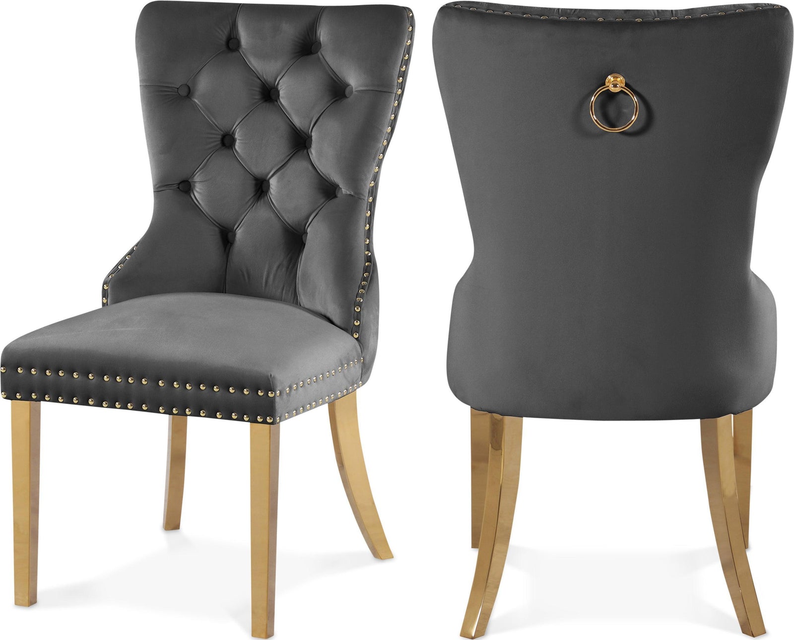 Carmen Grey Velvet Dining Chair 812Grey-c - Ella Furniture