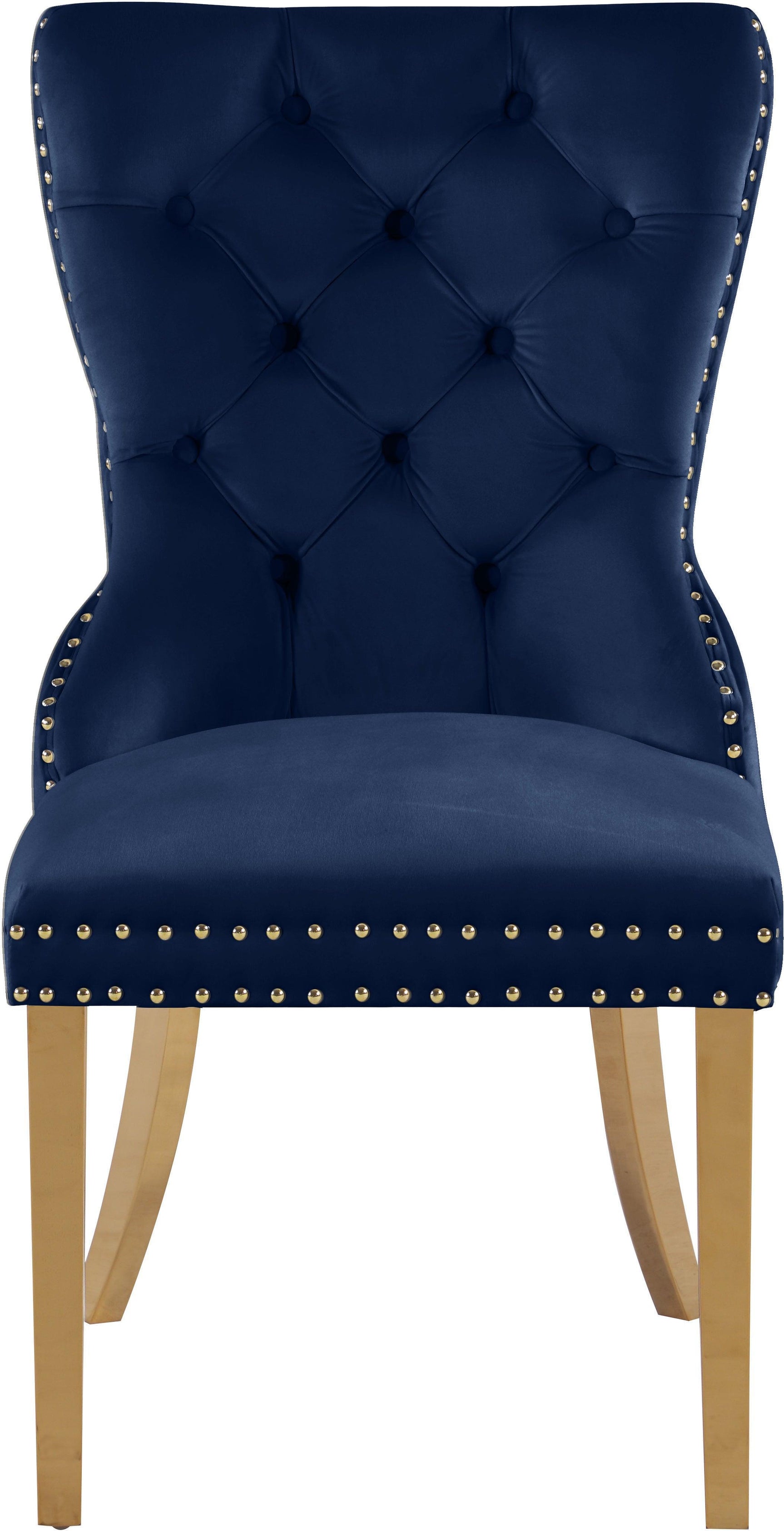 Carmen Blue Velvet Dining Chair 812Navy-c - Ella Furniture