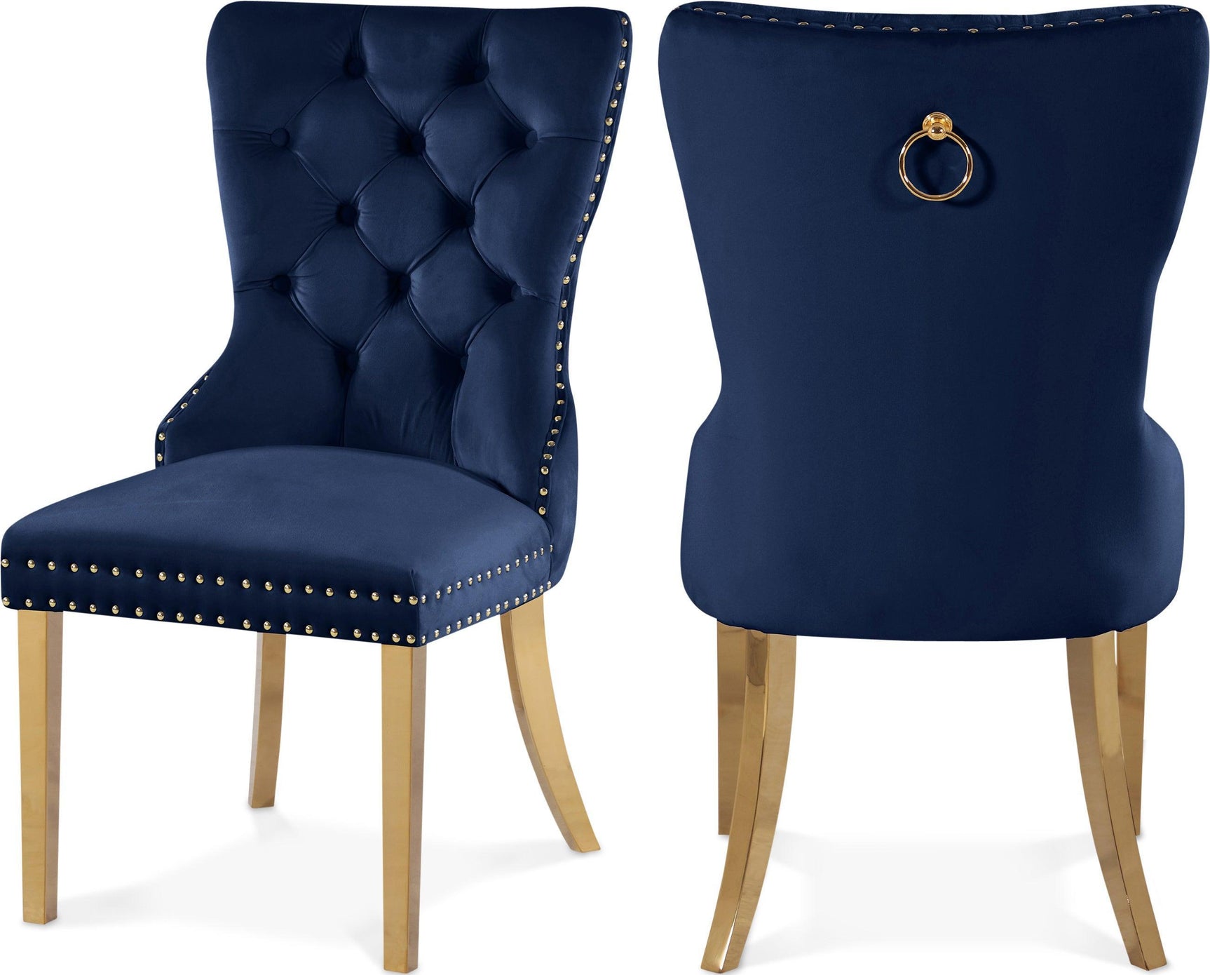 Carmen Blue Velvet Dining Chair 812Navy-c - Ella Furniture