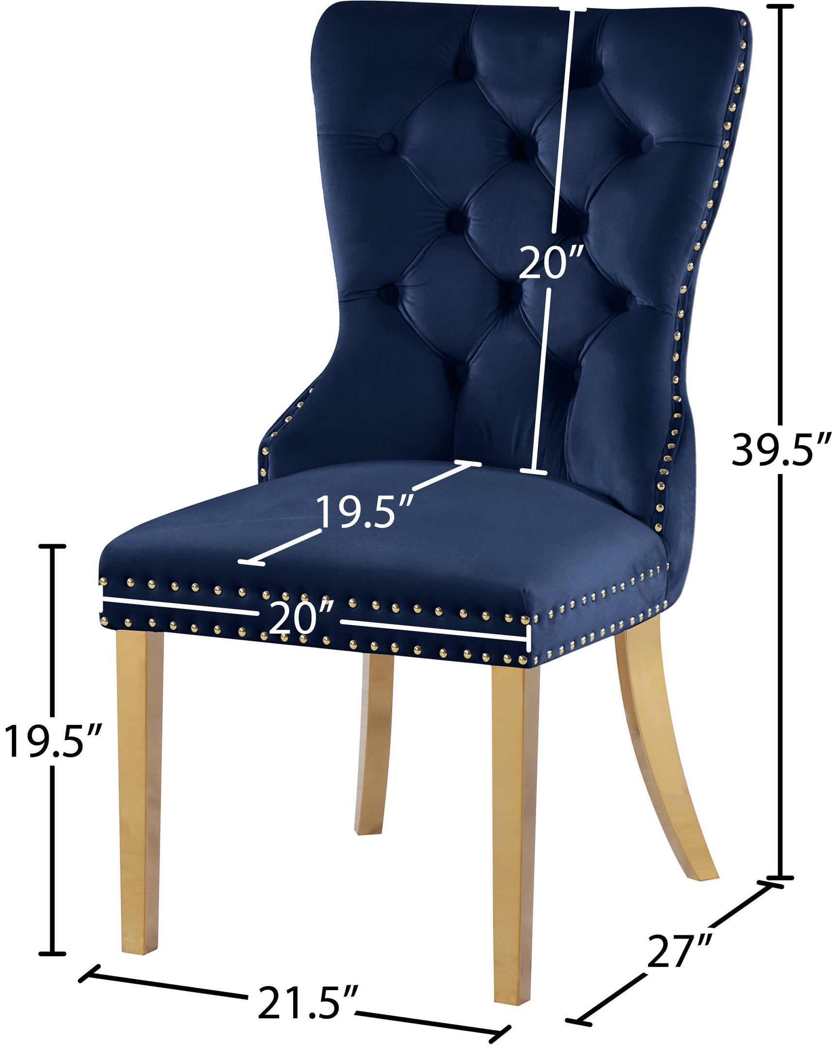 Carmen Blue Velvet Dining Chair 812Navy-c - Ella Furniture
