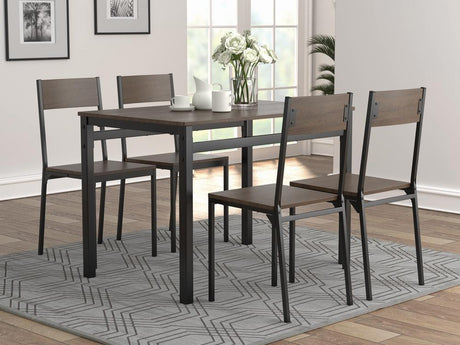 G150505 Brown And Matte Black Rectangular Dining Room Set - Ella Furniture