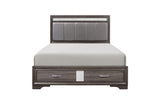 Luster Gray Modern Contemporary Solid Wood Faux Leather Upholstered Storage Platform Bed - Ella Furniture