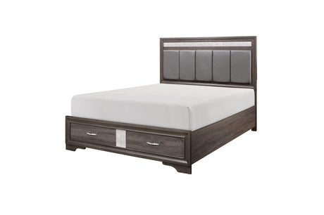 Luster Gray Modern Contemporary Solid Wood Faux Leather Upholstered Storage Platform Bed - Ella Furniture