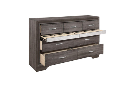 Luster Gray Modern Contemporary Solid Wood Faux Leather Upholstered Storage Platform Bed - Ella Furniture