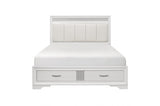 Luster White Modern Contemporary Solid Wood Faux Leather Upholstered Storage Platform Bed - Ella Furniture