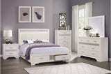 Luster White Modern Contemporary Solid Wood Faux Leather Upholstered Storage Platform Bed - Ella Furniture