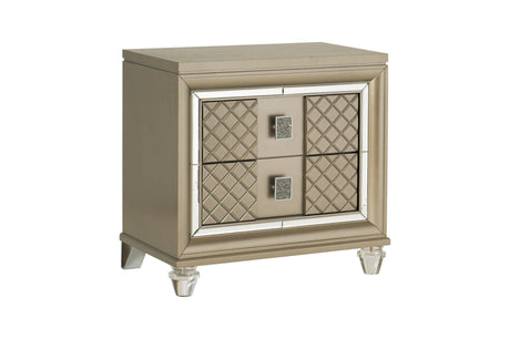 Loudon Champagne Metallic Finish Modern Contemporary Solid Wood Upholstered Bedroom Set - Ella Furniture
