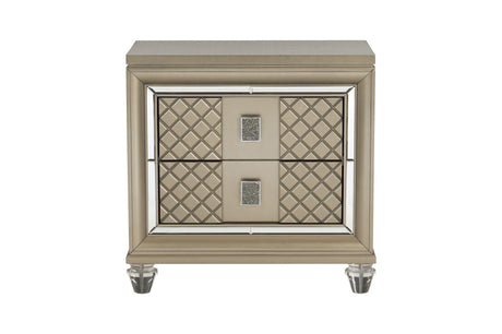 Loudon Champagne Metallic Finish Modern Contemporary Solid Wood Upholstered Bedroom Set - Ella Furniture