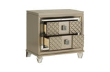Loudon Champagne Metallic Finish Modern Contemporary Solid Wood Upholstered Bedroom Set - Ella Furniture