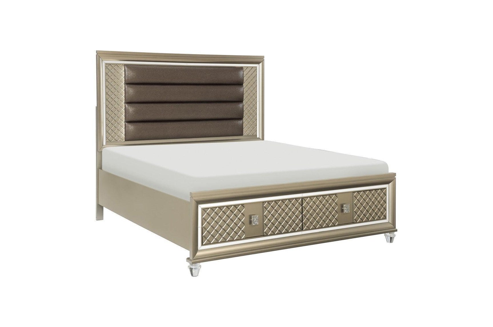 Loudon Champagne Metallic Finish Modern Contemporary Solid Wood Upholstered Bedroom Set - Ella Furniture