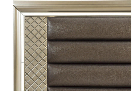 Loudon Champagne Metallic Finish Modern Contemporary Solid Wood Upholstered Bedroom Set - Ella Furniture