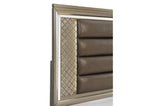Loudon Champagne Metallic Finish Modern Contemporary Solid Wood Upholstered Bedroom Set - Ella Furniture